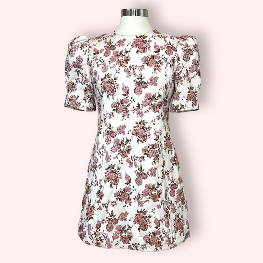 Anthropologie En Saison My World Blush Pink Floral Print Jacquard Mini D… - Picture 4 of 10